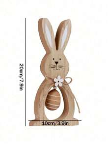 2PCS Set Cute Wooden Rabbit Egg Stackable Decor Indoor Home Party Joyful Spring Decoration Tabletop Ornament Shelf Sitter Mantel Decor For Easter Spring Celebration Holiday Festive Display - Easter Bunny Edition - View 3