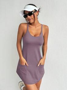 Easithlete 2-In-1 Dress With Pockets, Sporty - Purple - View 3