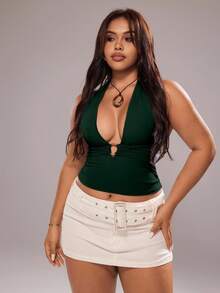 Rustia American Style Sexy Street Chic Spaghetti Strap Camisole, Versatile Women Top - Dark Green - View 4