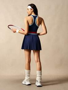 VARSIVA 女士条纹褶裥下摆露背运动连衣裙 - 彩色 - 查看 9