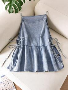 CosyJoli Plus Size Women Knotted Ruched Casual Versatile Daily Wear Camisole Top Spring/Summer Casual Vacation Tops - Blue - View 7
