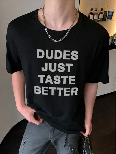 Manfinity Dauomo 男士休闲圆领字母印花短袖T恤，夏季