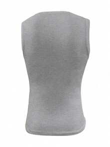 SHEIN Manfinity Dauomo Men's Solid Color Crew Neck Ribbed Casual Tank Top - Light Grey - View 2