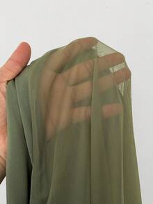 Maweii Camisa elegante de talla grande con mangas transparentes, cuello y cruce frontal para citas - Verde - Ver 7