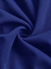 Maija 大码女式纯色立领褶皱不对称下摆背心，女士夏季穿搭，蓝色上衣，带垫肩，现代女式上衣，休闲现代衬衫 - 藍色 - 查看 9