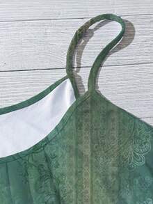 EMERY ROSE Women's Fashion With Elegant Patterns, Green Floral Motifs, Printed On A Summer-Style Vest-Style T-Shirt. - Multicolor - View 3