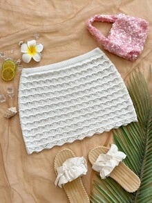 Soleia Váy mùa hè thời trang với họa tiết vỏ sò, màu trơn, khoét rỗng. - Màu Khaki - Xem 5