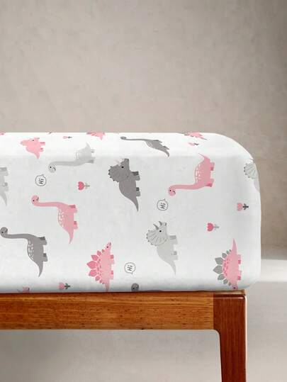 SHEIN 1件儿童柔软床笠，图案可爱 - 最佳奢华单件床单，适合搭配床上用品套装 - 1个床垫套 - 价格实惠，品质优良，适用于婴儿床、幼儿床、婴儿床、单人床、双人床、标准双人床、大号双人床、儿童床品套装，男女童标准款。