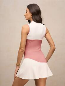 Activina Đầm thể thao ngoài trời thường ngày dành cho nữ, cổ áo phối màu, kiểu dáng thường ngày. - Hồng - Xem 3