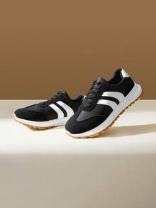 CUCCOO EASI Women's Casual Sports Shoes, PU Leather, Flat, Lightweight, Comfortable Running Sneakers, White - Black - View 5