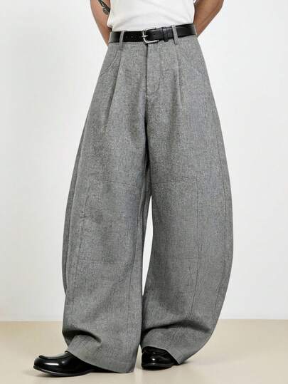 TOKVUE Men's Casual Solid Color Loose Wide Leg Cargo Pants Oversized Pants High Waisted Pants Baggy Wide Leg Pants Grey Pants Loose Pants