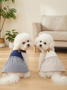 PETSIN 狗狗服装、猫咪服装、动物裙装、宠物春夏新品系列、幼犬连衣裙、公主风百搭连衣裙、条纹印花、小型动物服装、清凉防晒霜 - 彩色 - 查看 2