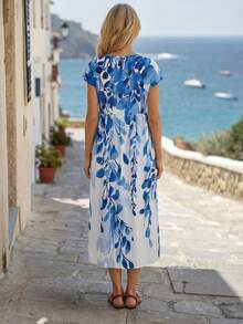 EMERY ROSE Women's Casual Plant Print Mid-Length Dress - Multicolor - View 2