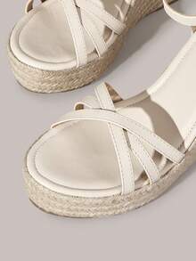 Styleloop Giày sandal đế xuồng cao gót cho nữ, mũi tròn, quai ngang, chống thấm nước, phong cách Bohemian, retro Mỹ, thích hợp cho kỳ nghỉ, lễ hội âm nhạc Coachella, trang phục dự tiệc, trang phục ngày lễ, đồ cần thiết khi đi du lịch. - Màu be - Xem 4