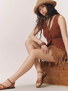 Styleloop Ladies, Buckles, Trim, Flat Sandals - Brown - View 2