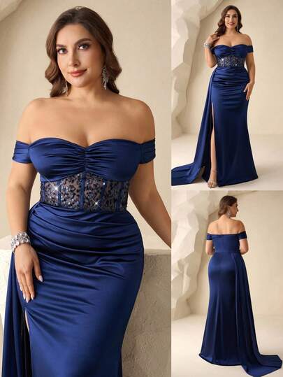 Coutiva Plus Size Sequin Decor Off-Shoulder Formal Evening Gown Women's Sequin Mermaid Formal Evening Gown One Shoulder Formal Dress Purple Women Evening Dress Gowns Glamorous Dress Dress Elegant Gala Dress Elegant Valentines Dress Elegant Dress Sequin Dress Pink Red Dress Floral Dress Valentines Dress Elegant Dress Sequin Dress Floral Dress Luxury Graduation Ceremony, School Opening, Music Festival, Birthday Party, Wedding, Afternoon Tea Gathering, Ball Royal Blue Elegant Dress Women Off Shoulder Formal Dress Blue Strapless Dress Plus Size Corset Dress Sexy Blue Dress Plus Size Royal Blue Dress Plus Size Evening Gown Curvy Dresses Curve Plus Formal Dress