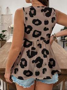 SHEIN LUNE Plus Size Leopard Print Tank Top, Suitable For Summer - Multicolor - View 2