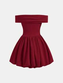 Firerie Kids 少女露肩收腰公主裙，休闲日常穿着，正式场合，派对礼服，生日姐妹装，适合女孩日常穿着、假期、家庭聚会和特殊场合，姐妹装风格，春夏款，可爱、优雅、甜美、复古、时尚。适合妈妈、女儿和姐妹的亲子装。 - 酒紅色 - 查看 2