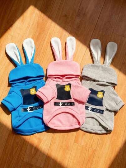 PETSIN 1pc Animal-Shaped Bunny Cosplay Hoodie Suitable For Chihuahuas And Small Dogs, Fashionable Dog Clothing Suitable For Dogs And Cats Indoors And Outdoors.