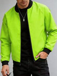 Manfinity Homme 男士休闲棒球夹克套装，春秋季 - 彩色 - 查看 4