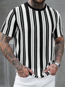 Manfinity CasualCool Men's Casual Striped Short Sleeve T-Shirt, Summer - Multicolor - View 6