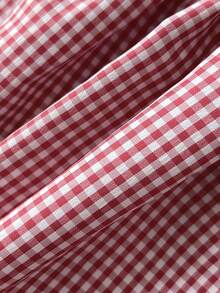 Elamini Đầm dạ hội kẻ caro đỏ dáng suông dành cho nữ, thích hợp cho kỳ nghỉ. - Đỏ - Xem 7