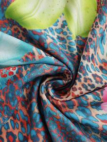 GlowEve 女士V领露背系带腰部褶皱紧身迷你连衣裙，性感时尚夏季装扮，适合派对、约会、下午茶、海滩度假，豹纹花卉印花 - 彩色 - 查看 5