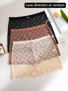 PetitDoll 3件套甜心提花网眼蕾丝边内裤 - 彩色 - 查看 1