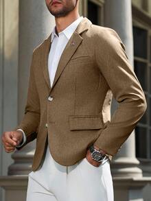 Manfinity Mode Men's Lapel NeckLong Sleeve Single-Breasted Casual Blazer - Brown - View 5