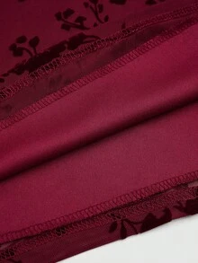 Franclia Women's Elegant 2026 Spring/Summer Short Sleeve Velvet Jacquard Mesh Elastic Fitted Mini Dress - Green - View 8