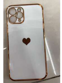 1 Piece Of Electroplated Heart-Shaped Glossy Lens Protective TPU Phone Case, Compatible With IPhone - White - View 19