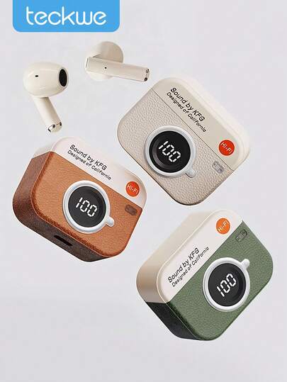 Teckwe 复古相机造型无线耳机，3D环绕音效，Hi-Fi音质