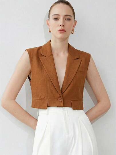 Aveloria Modichic Summer Cool Style Sleeveless Cropped Vest Jacket 