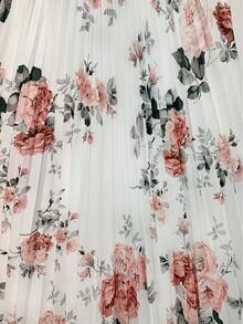 GlowEve Chân váy hè thanh lịch dành cho nữ, chất liệu dệt in họa tiết, xếp ly, thích hợp cho kỳ nghỉ. - trắng - Xem 6