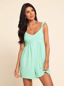 Coeurva Women's Casual Elegant Romantic Minimalist Comfortable Jumpsuit, Ladies' Jumpsuit, Spring/Summer - Green - View 6