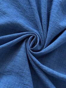 Florisole 女士休闲度假风V领荷叶边短袖连衣裙，蓝色 - 藍色 - 查看 4