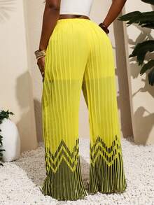 Xyvia 女士优雅褶皱弹力腰阔腿裤，时尚百搭，适合夏季/海滩穿着 - 彩色 - 查看 4