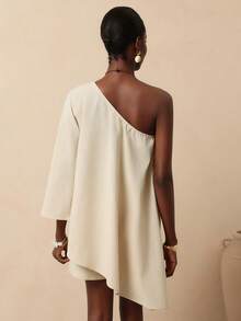 Vesra Vacation Casual Asymmetric Hem Top + Shorts 2 Pieces Set - Apricot - View 2