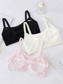 Tween Girl Cartoon Letter Print Wireless Bra Girls Cropped Tanks Croptops For Girls Crop Tops Cute Crop Tops Tween Girls Tween Girls Underwear Cotton - Multicolor - View 2