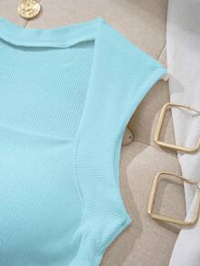 SHEIN EZwear 女士纯色褶皱修身休闲衬衫 - 彩色 - 查看 6