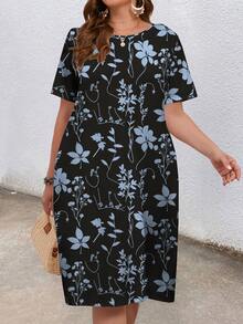 EMERY ROSE Plus Size Floral Print Casual Vacation Dress - Multicolor - View 3
