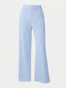 Girlism Teen Girls Sleeveless Top And Pants Set, Metal Button Closure, Elegant Retro Style,Kids - Baby Blue - View 7