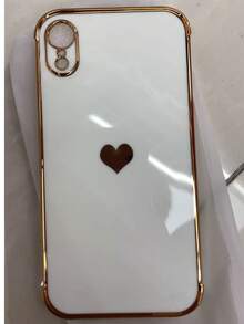 1 Piece Of Electroplated Heart-Shaped Glossy Lens Protective TPU Phone Case, Compatible With IPhone - White - View 18