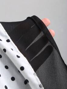 Sweetra 女士波点印花系带露肩设计时尚连衣裙 - 黑與白 - 查看 5