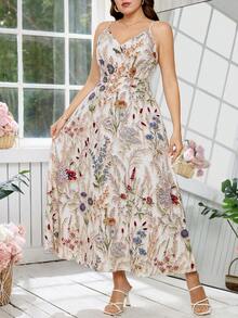 SHEIN Clasi 大码优雅印花无袖连衣裙，夏季 - 彩色 - 查看 5