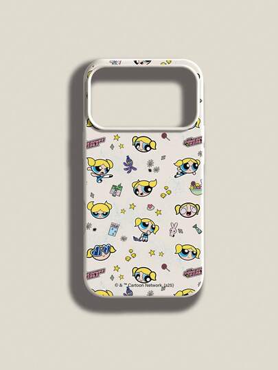 THE POWERPUFF GIRLS X SHEIN 这款飞天小女警1卡通图案大孔液体防摔手机壳，采用硅胶材质，可作为节日礼物赠送，适用于iPhone 12、13、14、15、16 Pro/Pro Max/14、15、16 Plus/17，男女皆宜。