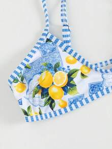 Swim Vcay Bộ 2 món bikini in họa tiết ngẫu nhiên, dây đeo điều chỉnh được, kiểu dáng gợi cảm và thanh lịch, thích hợp cho bãi biển và tiệc bể bơi. - Nhiều màu - Xem 5