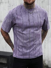 SLATEMANN Men's Casual Ripped Short Sleeve T-Shirt, Summer - Purple - View 4