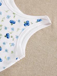 Resyla Women's Blueberry Print Round Neck Camisole - Multicolor - View 5