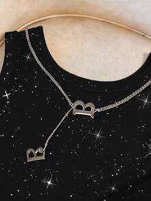 Resyla Áo camisole nữ dáng ôm, in họa tiết sequin và ánh kim lấp lánh. - màu đen - Xem 4